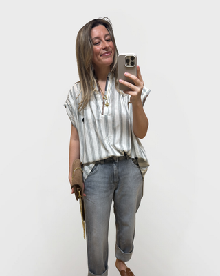 Oversize Bluse Palmen-Pailette