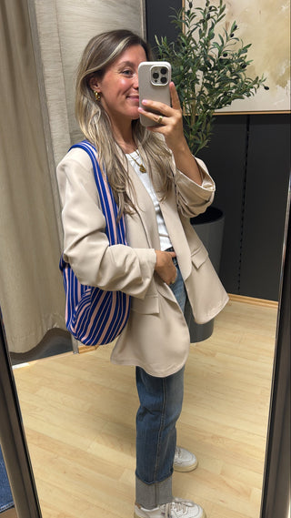 asmowoman-blazer-raffung-beige-damen-3/4Arm
