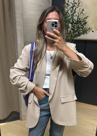 asmowoman-blazer-raffung-beige-damen-long-blazer-3/4Arm