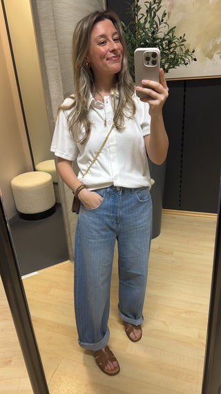 Frottee Bluse - Weiß
