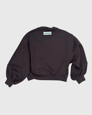 Balloon Sweater V-Neck “Whatever Patch“ - Dark Brown