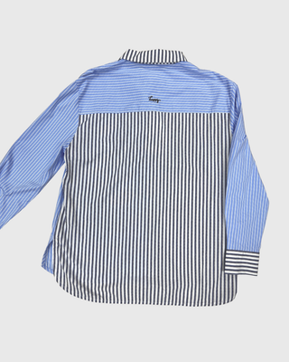 Gestreifte Bluse "Happy" - Hellblau/Camel