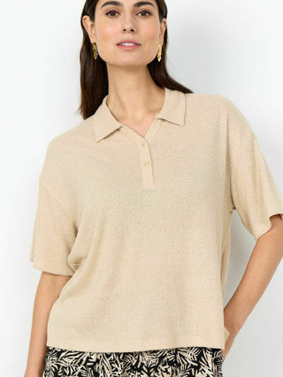 Strick Shirt Kurzarm "Delia9" - Beige
