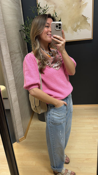 kurzarm-pullover-boucle-strick-pink-asmo-redbutton