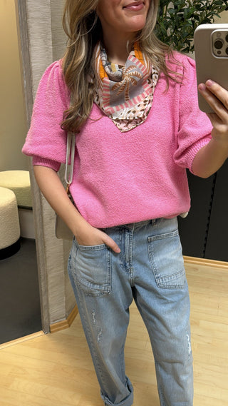 redbutton-boucle-strick-pink-asmo-kurzarm-pullover