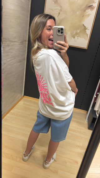 Oversize Sweatshirt Kurzarm - White