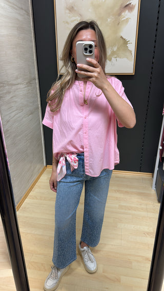 Kurzarm Bluse - Light Pink