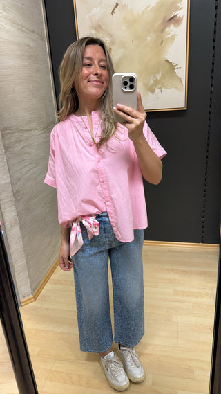 Kurzarm Bluse - Light Pink