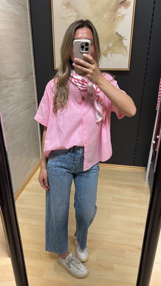 Kurzarm Bluse - Light Pink