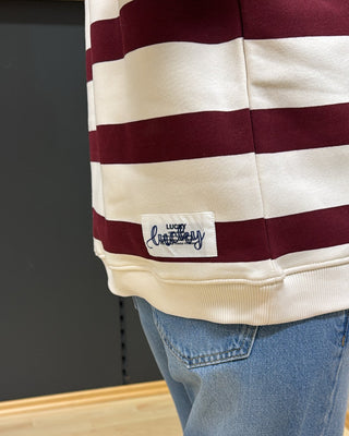 theshirtproject-lucky-patch-asmo-streifen-burgunder-sweat