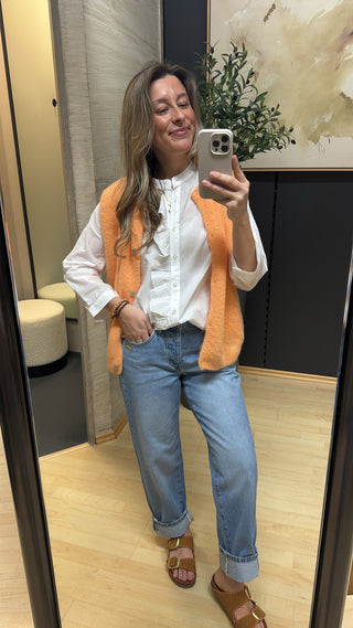 Bluse mit Volants - White